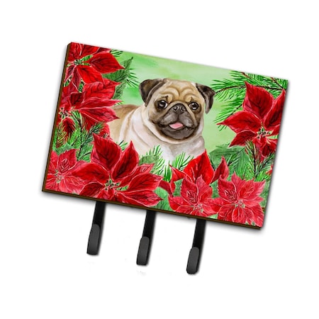 Carolines Treasures Fawn Pug Poinsettas Leash or Key Holder CK1365TH68